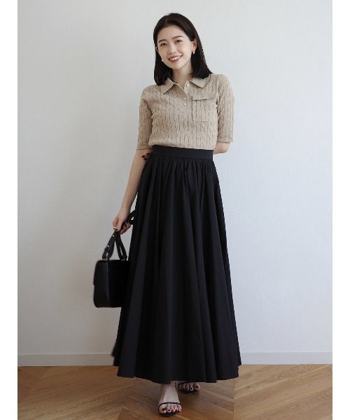 anuans（アニュアンス）の「ケーブルポロニットドッキングワンピース（ワンピース・レディース・ホワイト/ブラック×ホワイト/ベージュ/ネイビー/ブラック・MEDIUM/SMALL）」の16枚目の写真