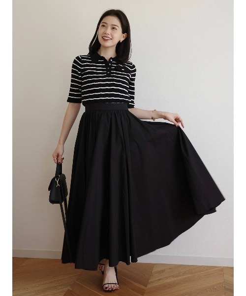 anuans（アニュアンス）の「ケーブルポロニットドッキングワンピース（ワンピース・レディース・ホワイト/ブラック×ホワイト/ベージュ/ネイビー/ブラック・MEDIUM/SMALL）」の19枚目の写真