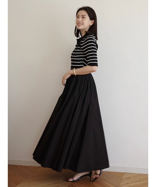 anuans（アニュアンス）の「ケーブルポロニットドッキングワンピース（ワンピース・レディース・ホワイト/ブラック×ホワイト/ベージュ/ネイビー/ブラック・MEDIUM/SMALL）」の21枚目の写真