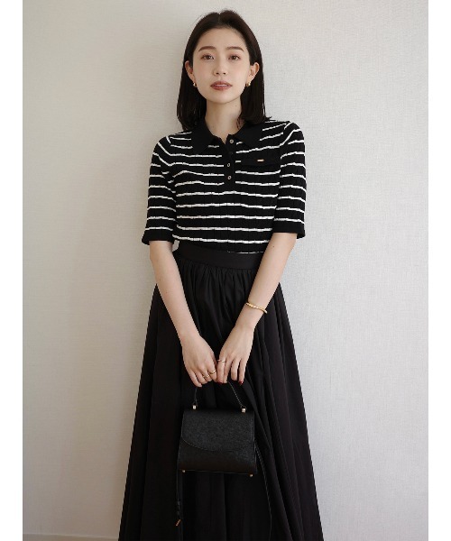 anuans（アニュアンス）の「ケーブルポロニットドッキングワンピース（ワンピース・レディース・ホワイト/ブラック×ホワイト/ベージュ/ネイビー/ブラック・MEDIUM/SMALL）」の22枚目の写真