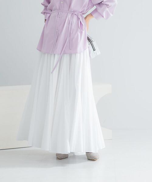 URBAN RESEARCH ROSSO WOMEN（アーバンリサーチ　ロッソ）の「コットンボリュームマキシスカート（スカート・レディース・パープル系その他/ホワイト/ブラック・FREE）」の2枚目の写真