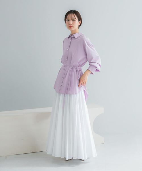 URBAN RESEARCH ROSSO WOMEN（アーバンリサーチ　ロッソ）の「コットンボリュームマキシスカート（スカート・レディース・パープル系その他/ホワイト/ブラック・FREE）」の10枚目の写真