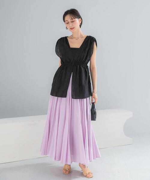 URBAN RESEARCH ROSSO WOMEN（アーバンリサーチ　ロッソ）の「コットンボリュームマキシスカート（スカート・レディース・パープル系その他/ホワイト/ブラック・FREE）」の16枚目の写真