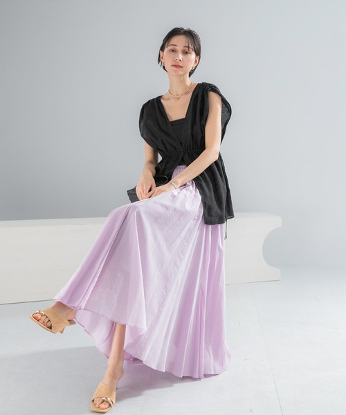 URBAN RESEARCH ROSSO WOMEN（アーバンリサーチ　ロッソ）の「コットンボリュームマキシスカート（スカート・レディース・パープル系その他/ホワイト/ブラック・FREE）」の3枚目の写真