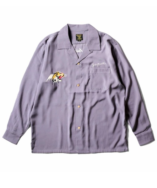 HOUSTON（ヒューストン）の「［HOUSTON ヒューストン］SOUVENIR L/S SHIRT（MAP）地図 虎 龍 刺繍 オープンカラー 長袖シャツ / スーベニアシャツ / スカシャツ / 開襟シャツ（シャツ/ブラウス・メンズ・グレー/オリーブ/ブラック・M/L/XL）」の7枚目の写真