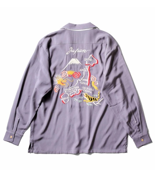 HOUSTON（ヒューストン）の「［HOUSTON ヒューストン］SOUVENIR L/S SHIRT（MAP）地図 虎 龍 刺繍 オープンカラー 長袖シャツ / スーベニアシャツ / スカシャツ / 開襟シャツ（シャツ/ブラウス・メンズ・グレー/オリーブ/ブラック・M/L/XL）」の8枚目の写真