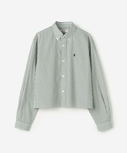 GYMPHLEX（ジムフレックス）の「Gymphlex | コットン ショートボタンダウンシャツ STRIPE WOMEN（シャツ/ブラウス・レディース・グリーン系その他・14）」の2枚目の写真