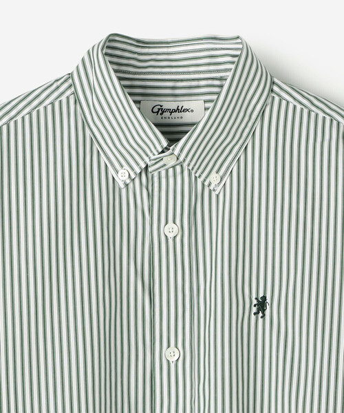 GYMPHLEX（ジムフレックス）の「Gymphlex | コットン ショートボタンダウンシャツ STRIPE WOMEN（シャツ/ブラウス・レディース・グリーン系その他・14）」の4枚目の写真