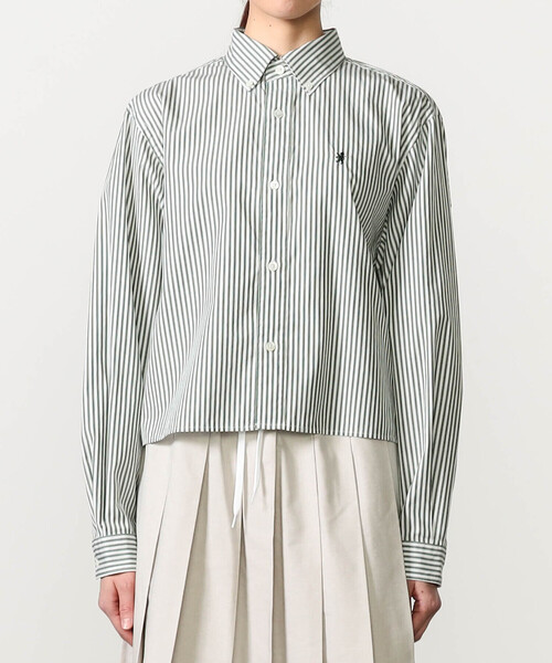 GYMPHLEX（ジムフレックス）の「Gymphlex | コットン ショートボタンダウンシャツ STRIPE WOMEN（シャツ/ブラウス・レディース・グリーン系その他・14）」の8枚目の写真