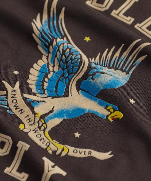 RRL（ダブル アール エル）の「ガーメントダイド ジャージー グラフィック Tシャツ（Tシャツ/カットソー・メンズ・ブラック系1・XXL/XS/XL/M/S）」の5枚目の写真