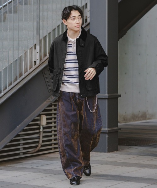 RAGEBLUE(レイジブルー)の「Corduroy Design Hunting Jacket/ 襟コーデュロイハンティングジャケット(ブルゾン・メンズ・ブラック/グレー/オフホワイト/グリーン・MEDIUM/LARGE)」の7枚目の写真