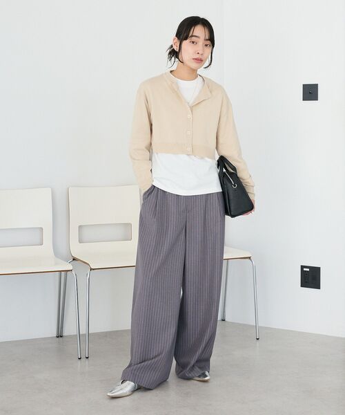CRAFT STANDARD BOUTIQUE(クラフトスタンダードブティック)の「ストライプタックカーブパンツ(その他パンツ・レディース・グレー系その他2/ベージュ系その他2・L/M)」の9枚目の写真