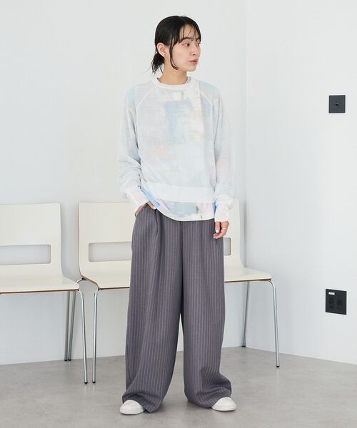CRAFT STANDARD BOUTIQUE(クラフトスタンダードブティック)の「ストライプタックカーブパンツ(その他パンツ・レディース・グレー系その他2/ベージュ系その他2・L/M)」の11枚目の写真