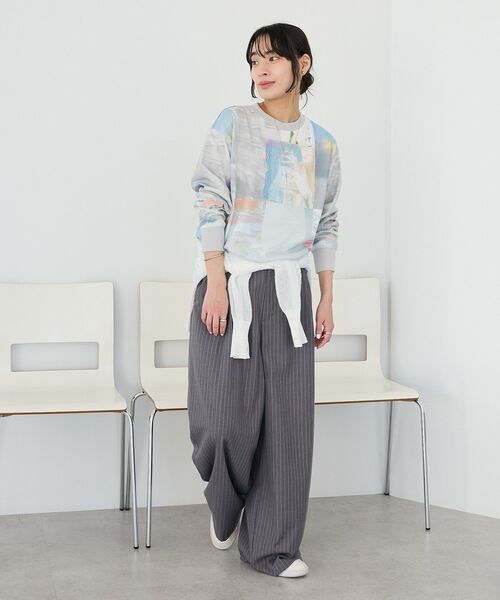 CRAFT STANDARD BOUTIQUE(クラフトスタンダードブティック)の「ストライプタックカーブパンツ(その他パンツ・レディース・グレー系その他2/ベージュ系その他2・L/M)」の12枚目の写真