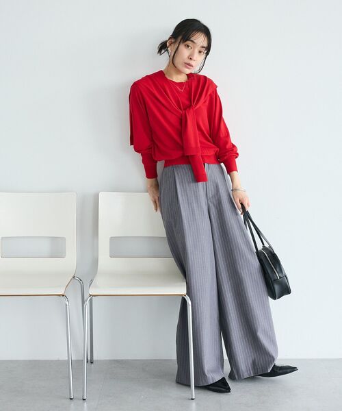 CRAFT STANDARD BOUTIQUE(クラフトスタンダードブティック)の「ストライプタックカーブパンツ(その他パンツ・レディース・グレー系その他2/ベージュ系その他2・L/M)」の14枚目の写真