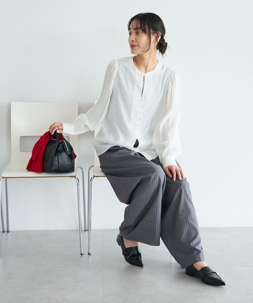 CRAFT STANDARD BOUTIQUE(クラフトスタンダードブティック)の「ストライプタックカーブパンツ(その他パンツ・レディース・グレー系その他2/ベージュ系その他2・L/M)」の15枚目の写真