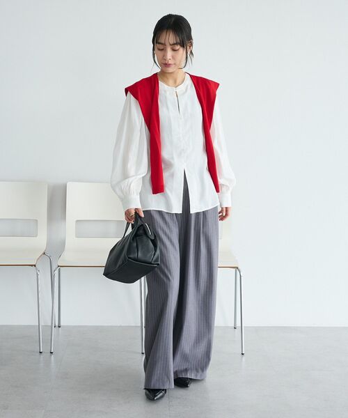 CRAFT STANDARD BOUTIQUE(クラフトスタンダードブティック)の「ストライプタックカーブパンツ(その他パンツ・レディース・グレー系その他2/ベージュ系その他2・L/M)」の16枚目の写真