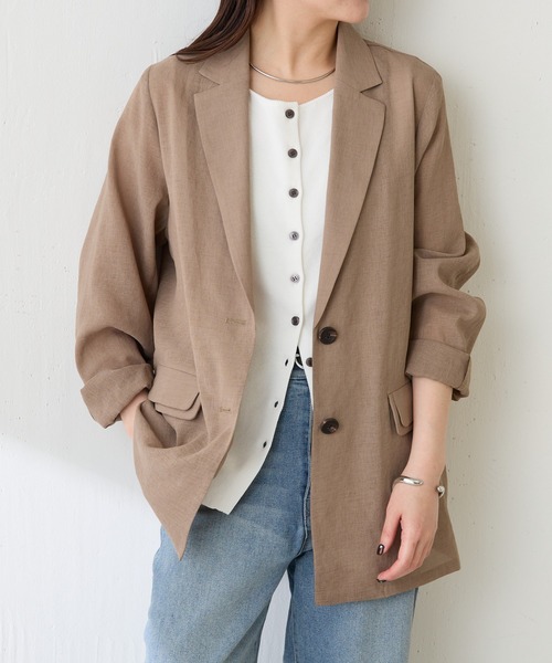 COLLAGE GALLARDAGALANTE(コラージュガリャルダガランテ)の「ダブルポケットシアージャケット(テーラードジャケット・レディース・グレー/ベージュ/ライトベージュ/ネイビー・FREE)」の3枚目の写真