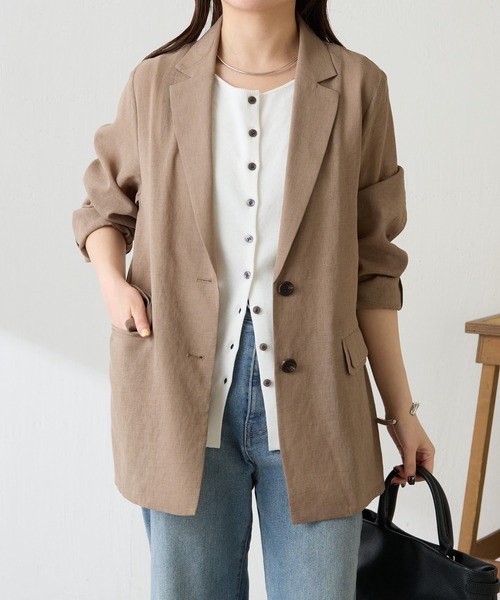 COLLAGE GALLARDAGALANTE(コラージュガリャルダガランテ)の「ダブルポケットシアージャケット(テーラードジャケット・レディース・グレー/ベージュ/ライトベージュ/ネイビー・FREE)」の7枚目の写真