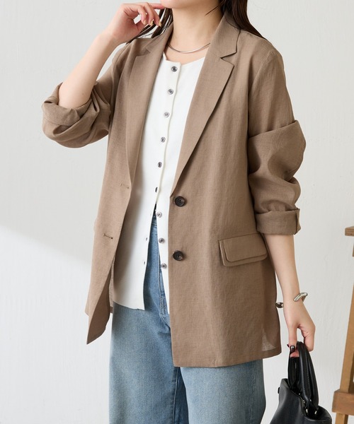 COLLAGE GALLARDAGALANTE(コラージュガリャルダガランテ)の「ダブルポケットシアージャケット(テーラードジャケット・レディース・グレー/ベージュ/ライトベージュ/ネイビー・FREE)」の8枚目の写真