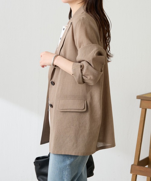 COLLAGE GALLARDAGALANTE(コラージュガリャルダガランテ)の「ダブルポケットシアージャケット(テーラードジャケット・レディース・グレー/ベージュ/ライトベージュ/ネイビー・FREE)」の5枚目の写真