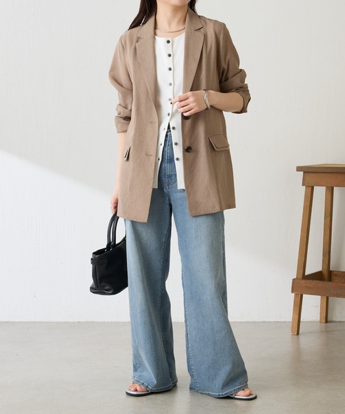 COLLAGE GALLARDAGALANTE(コラージュガリャルダガランテ)の「ダブルポケットシアージャケット(テーラードジャケット・レディース・グレー/ベージュ/ライトベージュ/ネイビー・FREE)」の13枚目の写真