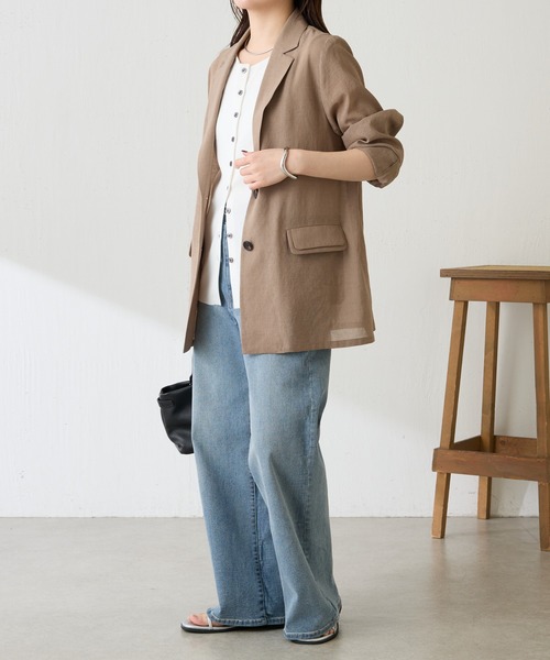 COLLAGE GALLARDAGALANTE(コラージュガリャルダガランテ)の「ダブルポケットシアージャケット(テーラードジャケット・レディース・グレー/ベージュ/ライトベージュ/ネイビー・FREE)」の20枚目の写真