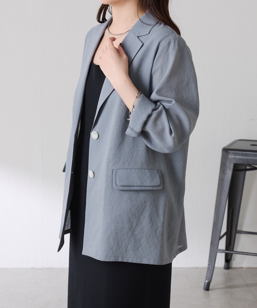COLLAGE GALLARDAGALANTE(コラージュガリャルダガランテ)の「ダブルポケットシアージャケット(テーラードジャケット・レディース・グレー/ベージュ/ライトベージュ/ネイビー・FREE)」の15枚目の写真