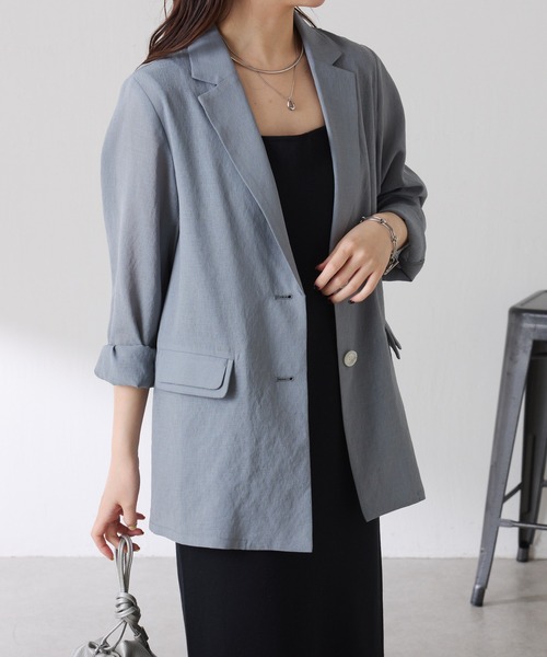 COLLAGE GALLARDAGALANTE(コラージュガリャルダガランテ)の「ダブルポケットシアージャケット(テーラードジャケット・レディース・グレー/ベージュ/ライトベージュ/ネイビー・FREE)」の18枚目の写真