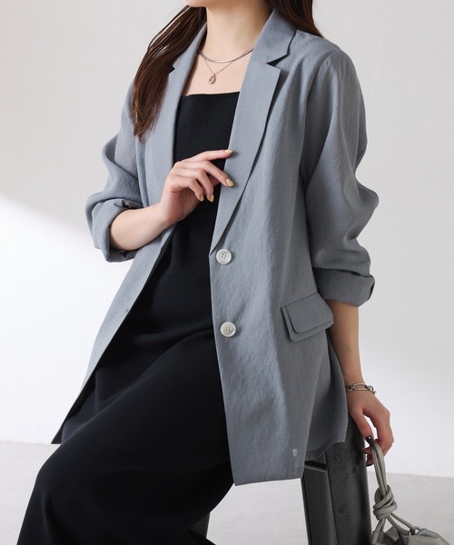 COLLAGE GALLARDAGALANTE(コラージュガリャルダガランテ)の「ダブルポケットシアージャケット(テーラードジャケット・レディース・グレー/ベージュ/ライトベージュ/ネイビー・FREE)」の19枚目の写真