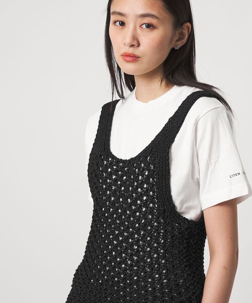 CITEN（シテン）の「＜CITEN＞メッシュニットベスト（ベスト・レディース・ブラック/ダークブラウン/オフホワイト・FREE）」の2枚目の写真