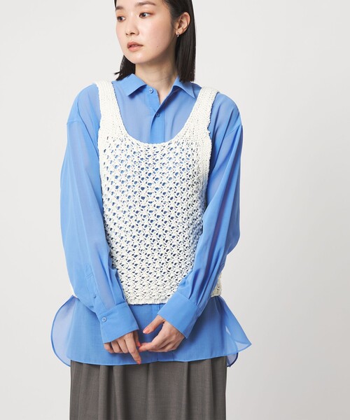 CITEN（シテン）の「＜CITEN＞メッシュニットベスト（ベスト・レディース・ブラック/ダークブラウン/オフホワイト・FREE）」の6枚目の写真