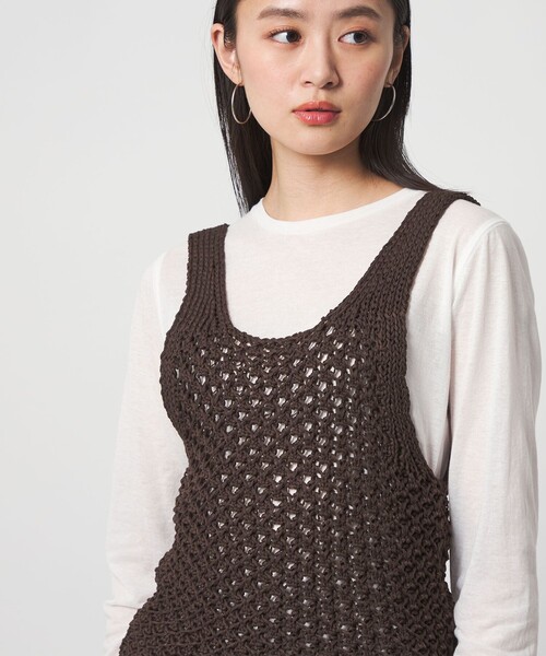 CITEN（シテン）の「＜CITEN＞メッシュニットベスト（ベスト・レディース・ブラック/ダークブラウン/オフホワイト・FREE）」の8枚目の写真
