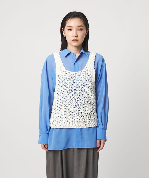 CITEN（シテン）の「＜CITEN＞メッシュニットベスト（ベスト・レディース・ブラック/ダークブラウン/オフホワイト・FREE）」の13枚目の写真