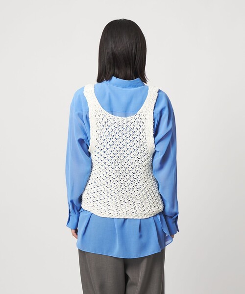 CITEN（シテン）の「＜CITEN＞メッシュニットベスト（ベスト・レディース・ブラック/ダークブラウン/オフホワイト・FREE）」の15枚目の写真