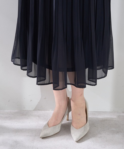 YECCA VECCA(イェッカヴェッカ)の「プリーツシフォンスカート(スカート・レディース・ネイビー・M)」の7枚目の写真