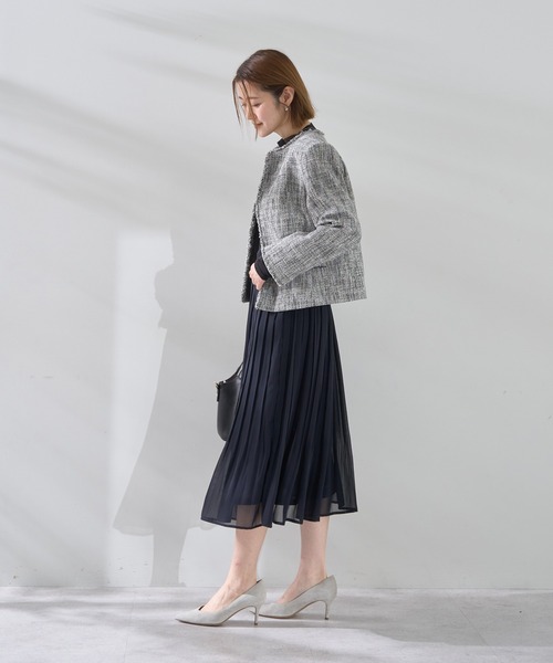 YECCA VECCA(イェッカヴェッカ)の「プリーツシフォンスカート(スカート・レディース・ネイビー・M)」の3枚目の写真