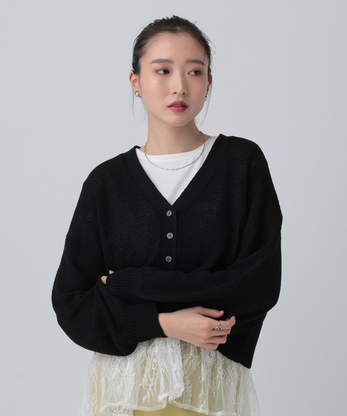 LEPSIM（レプシィム）の「5ゲージカノコカーディガン　639447（カーディガン/ボレロ・レディース・ブラック/ナチュラル・FREE）」の2枚目の写真