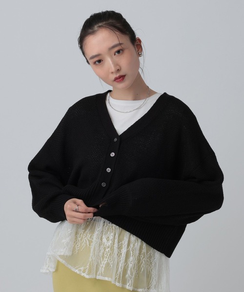 LEPSIM（レプシィム）の「5ゲージカノコカーディガン　639447（カーディガン/ボレロ・レディース・ブラック/ナチュラル・FREE）」の19枚目の写真