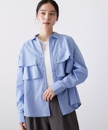 【洗える】フリルシャツブラウス