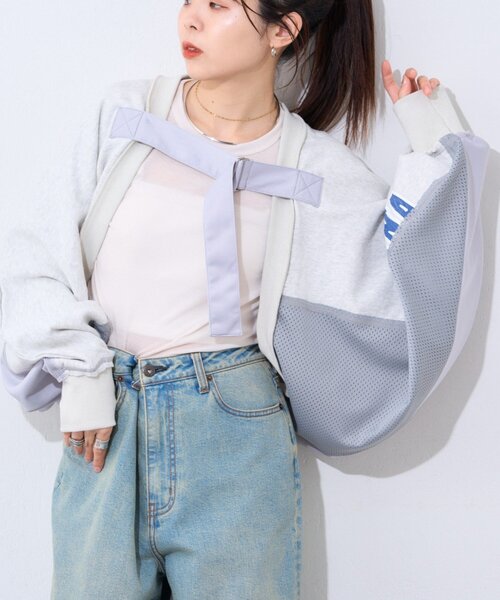 etsinta（エシンタ）の「【etsinta】リメイクスウェット2wayボレロ（Tシャツ/カットソー・レディース・グレー/ネイビー・ONE SIZE）」の3枚目の写真