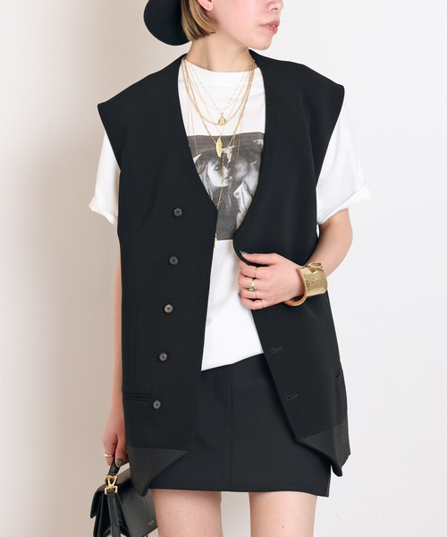 AP STUDIO(エーピーストゥディオ)の「【FRENKEN/フランケン】Waistcoat Oversized Black(スーツベスト・レディース・ブラック・FREE)」の1枚目の写真