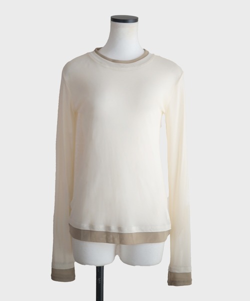 Marient（マリエント）の「レイヤードシアーTOPS（Tシャツ/カットソー・レディース・ピンク/グレー/アイボリー・FREE）」の10枚目の写真