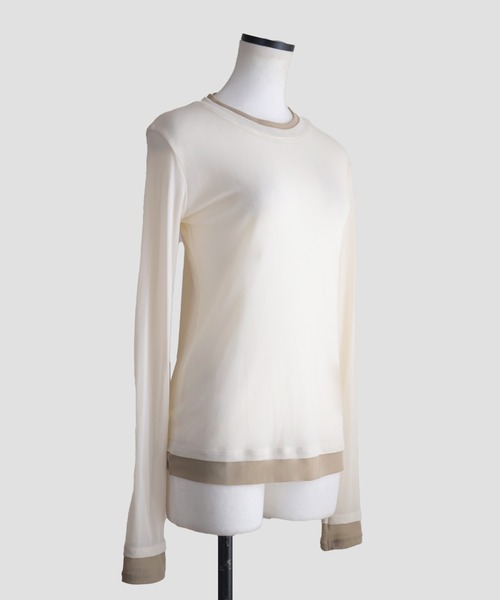 Marient（マリエント）の「レイヤードシアーTOPS（Tシャツ/カットソー・レディース・ピンク/グレー/アイボリー・FREE）」の11枚目の写真