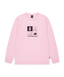 MELTING BEAR LONG SLV TEE pink
