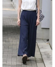 プリーツ」に該当するパンツ（ブルー・ネイビー/青色系）ファッション