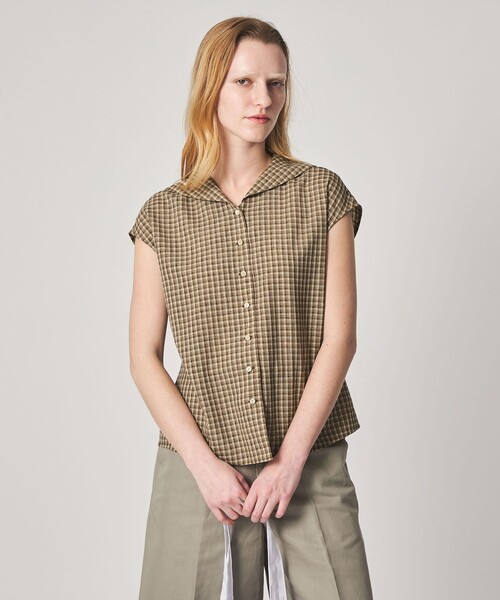 Steven Alan(スティーブンアラン)の「<Steven Alan>チェック ショートスリーブ シャツ(シャツ/ブラウス・レディース・ライトブルー/ブラウン・M/S)」の4枚目の写真