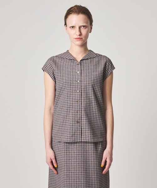 Steven Alan(スティーブンアラン)の「<Steven Alan>チェック ショートスリーブ シャツ(シャツ/ブラウス・レディース・ライトブルー/ブラウン・M/S)」の6枚目の写真