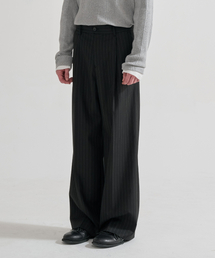 JUAN HOMME（ジュアンオム）の「ピンストライプワイドトラウザー（ブラック）（スラックス）」