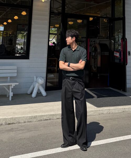JUAN HOMME(ジュアンオム)の「ピンストライプワイドトラウザー(ブラック)(スラックス・メンズ・ブラック・SMALL/LARGE/MEDIUM)」の18枚目の写真